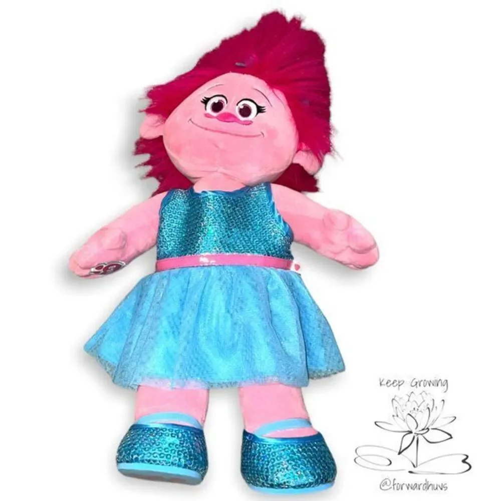 Princess Poppy Trolls Build a Bear Plush with Blue Sequins Dress & Shoes